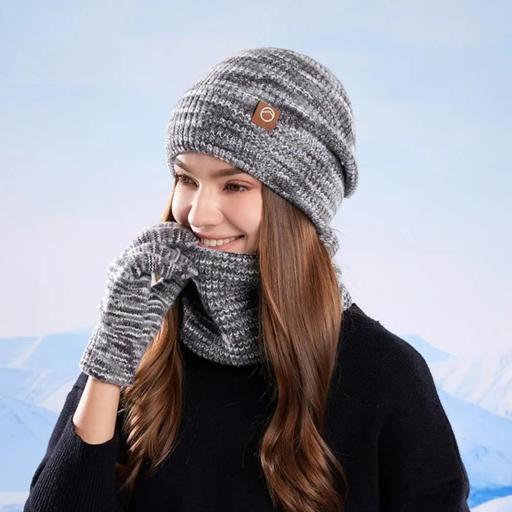 Warm winter beanie hat, scarf and gloves set by HSF Marketplace for cold weather