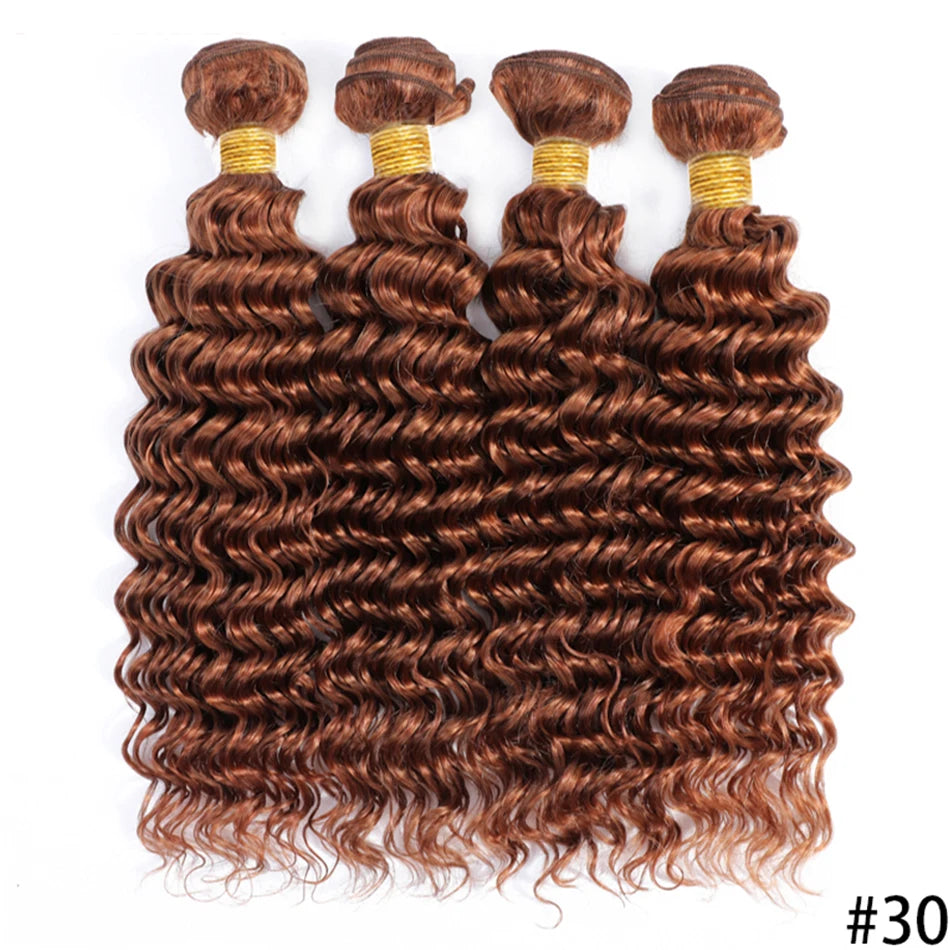 DreamDiana 12A Brazilian Deep Wave 3 Bundles with Closure Ombre Human Hair Bundles with Closure Curly Hair Bundles with Closure
