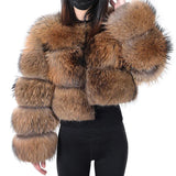 Women's luxury thick real raccoon fur coat in plus sizes by HSF Marketplace