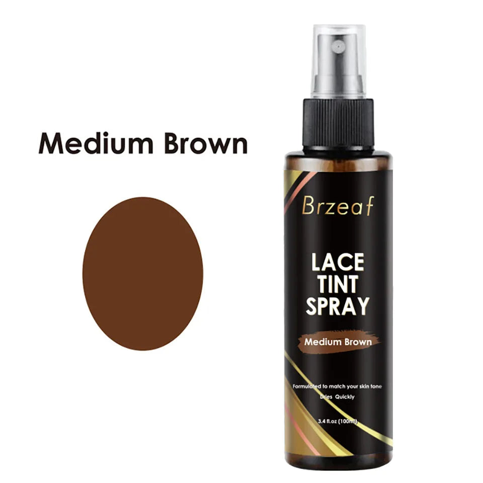 Waterproof Lace Tint Spray for Lace Wigs Closures Frontals 100ml Light/Medium/Dark Brown to Match Your Skin Tone Wig Accessories