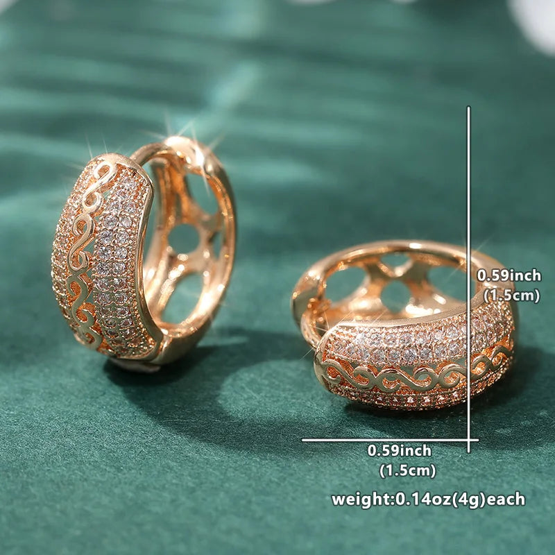 Hand carved hollowed zirconia hoop earrings for women by HSF Marketplace