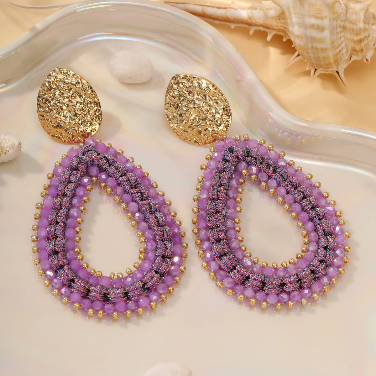 Colorful handmade water drop shape earrings for women by HSF Marketplace