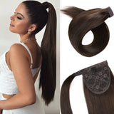 Straight human hair wrap-around ponytail extension with clip for women, HSF Marketplace
