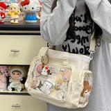 Transparent Y2K Japanese Ita Bag by HSF Marketplace featuring a large-capacity casual tote with crossbody strap and cute Lolita style.