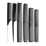 Black carbon professional hairdresser comb with double-sided design, heat resistant, antistatic, ideal for salon barber styling.