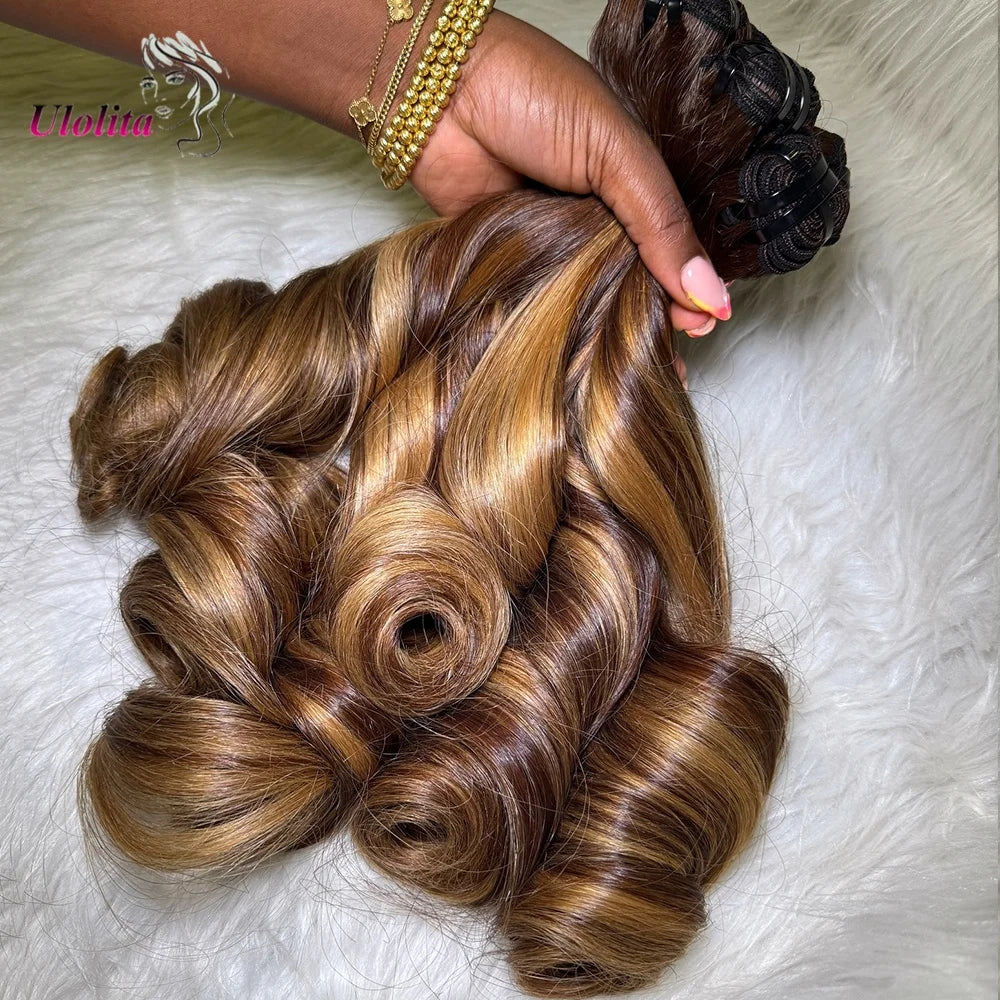 Loose Deep Wave Human Hair Bundles With 5x5 Closure And 3 Bundles Human Hair Extensions For Women Ombre Brown 13x6 Lace Frontal