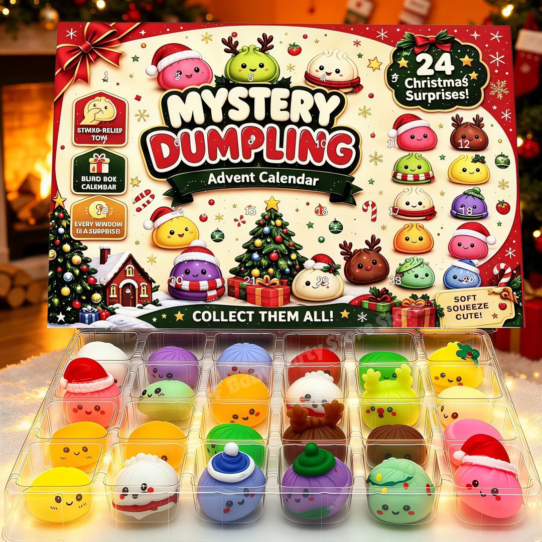 Hot Christmas Squishies advent calendar with 24-day countdown, dumpling-shaped slow-rising sensory toys and holiday decor