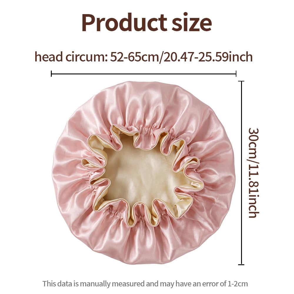 Two-tone satin reversible sleeping bonnet for hair protection by HSF Marketplace