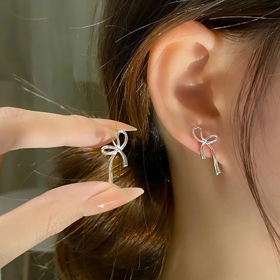 925 Sterling Silver Bow Knot Ear Clip for Women - Sweet Jewelry Gift