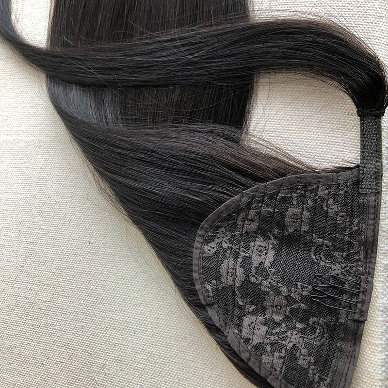 P18-1001 wrap-around human hair ponytail extension in natural blonde, available in 60g and 100g weights