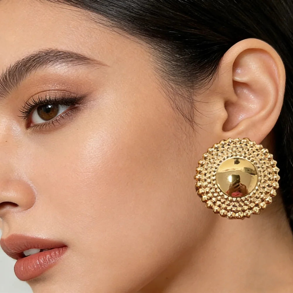 Elegant gold plated hoop earrings for women by HSF Marketplace on a white background