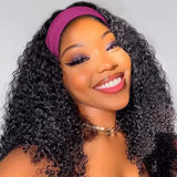 180% Afro kinky curly Brazilian human hair headband wig, no-glue ready-to-wear style for Black women