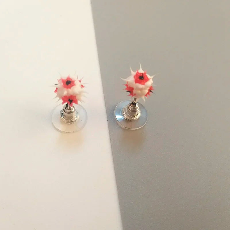 Colorful silicone ball stud earrings in Japanese Korean style, 32 patterns for girls, teens, and children