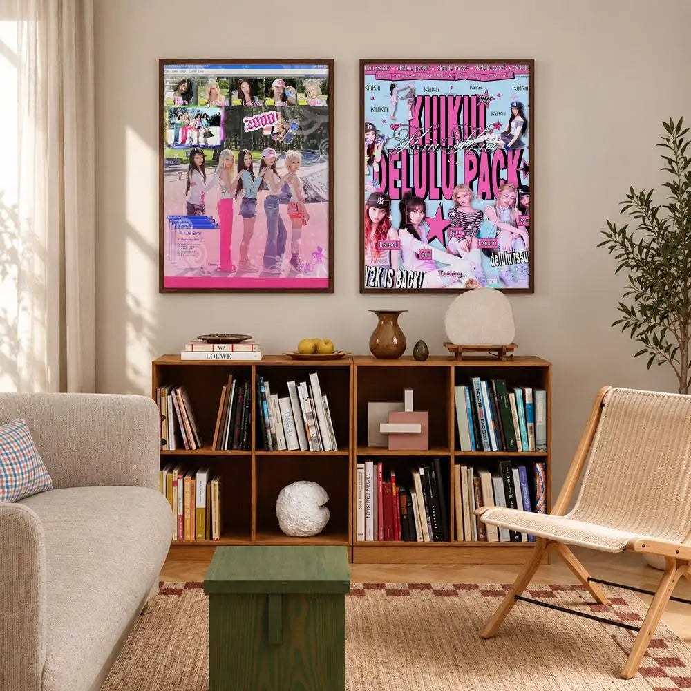Kpop girl idol group kiiikiii self-adhesive poster wall art, HSF Marketplace K-culture merch