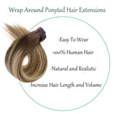 HSF Marketplace straight human hair wrap-around ponytail extension with clip for women