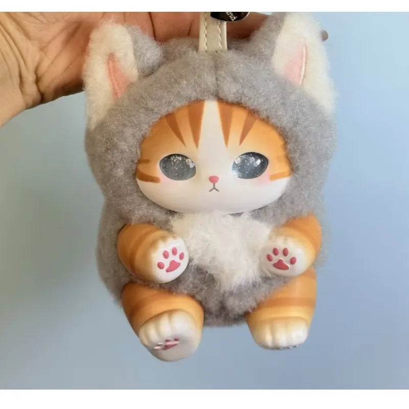 Mofusand cat vinyl plush blind box keyring, mini cartoon animal collectible figure ornament for bags