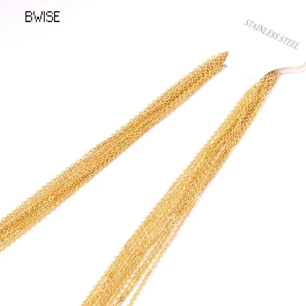 Bwise Stainless Steel Chains Necklace Woman 10pcs/lot Bulk Wholesale DIY Rolo 2mm Chain No Fade Choker For Jewelry Making