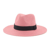 Women's black ribbon Panama straw hat for spring and summer sun protection by HSF Marketplace