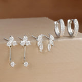 3 pairs of stainless steel zircon little huggies hoop earrings set for women, including cartilage piercing jewelry