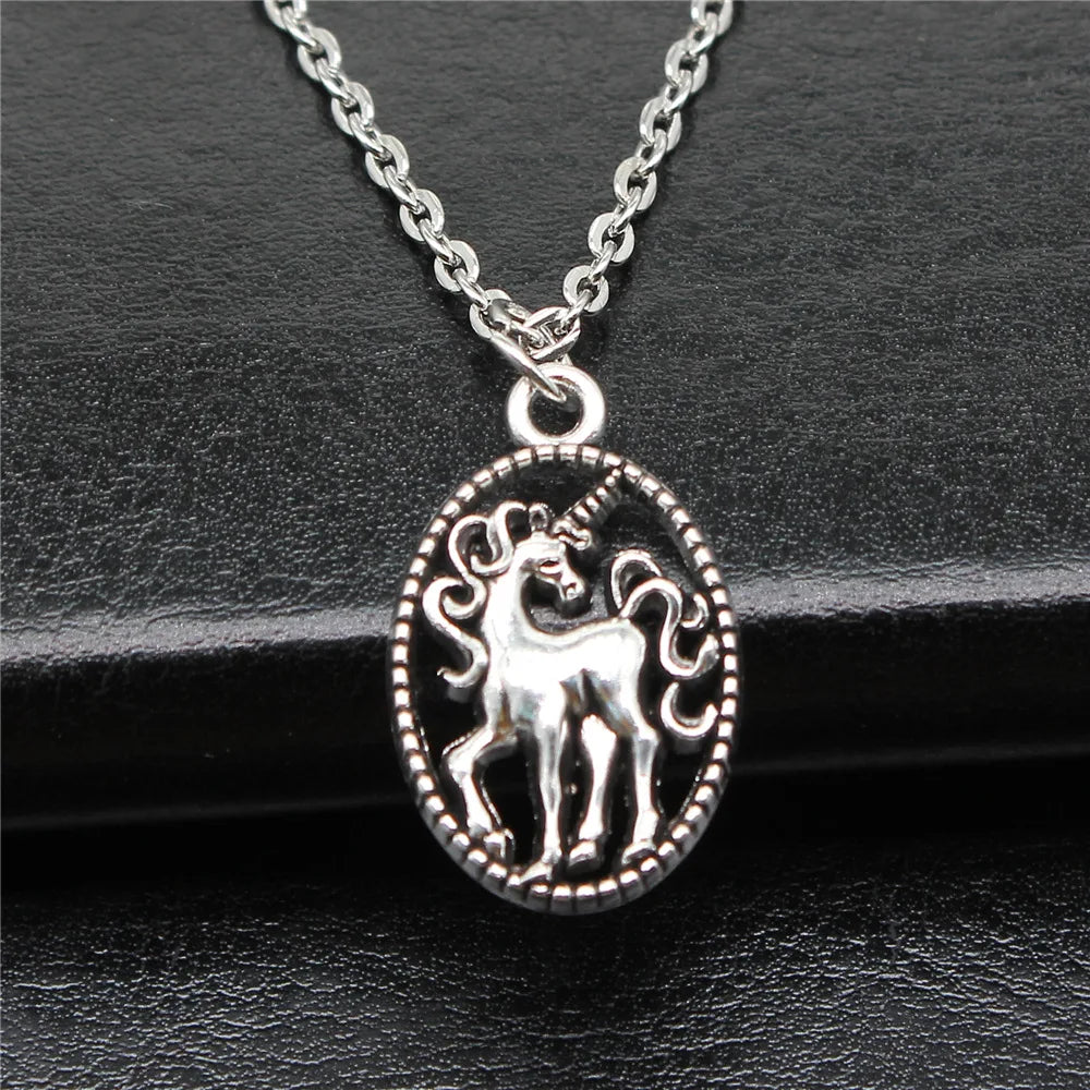 Antique silver unicorn pendant necklace for women by HSF Marketplace