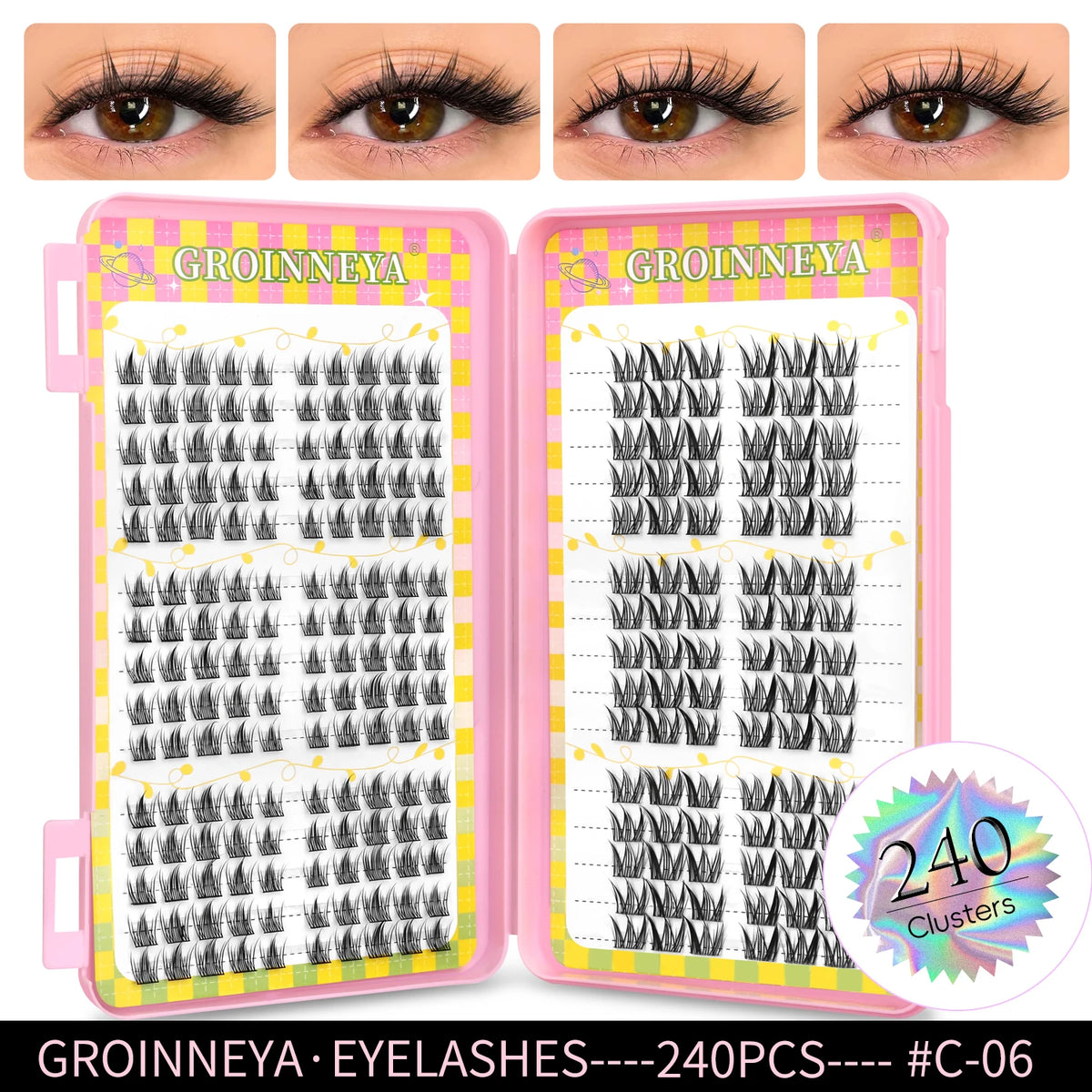 Natural Eyelash Clusters 320-piece volume mixed tray false eyelashes by HSF Marketplace