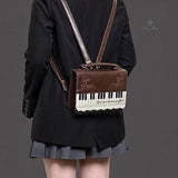Vintage piano shoulder bag for women, stylish crossbody ita bag with piano design and clear display window