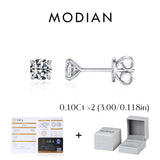 MODIAN D Color Moissanite Stud Earrings in 925 Sterling Silver, sparkling luxury wedding jewelry for women