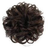 Natural black wavy human hair bun ponytail extension, tousled updo chignon hairpiece for women