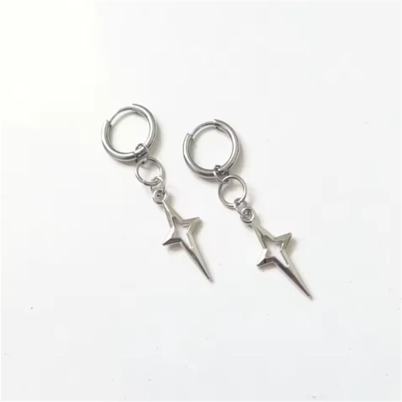 Hypoallergenic classic star earrings with dangling chunky design, y2k goth grunge fairy punk jewelry aesthetic