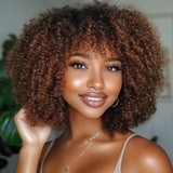 Curly bob human hair wig with natural-looking curls by HSF Marketplace