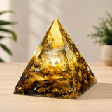 Orgonite Pyramid Tiger Eye Stone Golden Lotus Crystal Sphere Reiki Chakra Healing Meditation Home Desk Decor Resin Craft Gift