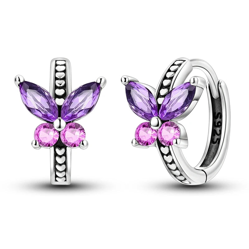 Hypoallergenic CZ zircon hoop earrings in 925 sterling silver by HSF Marketplace