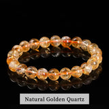 JD 2A Natural Golden Quartz Beaded Bracelets Women Charm Reiki Healing Yellow Crystal Handamde Stretch Bracelet Handstring Gift