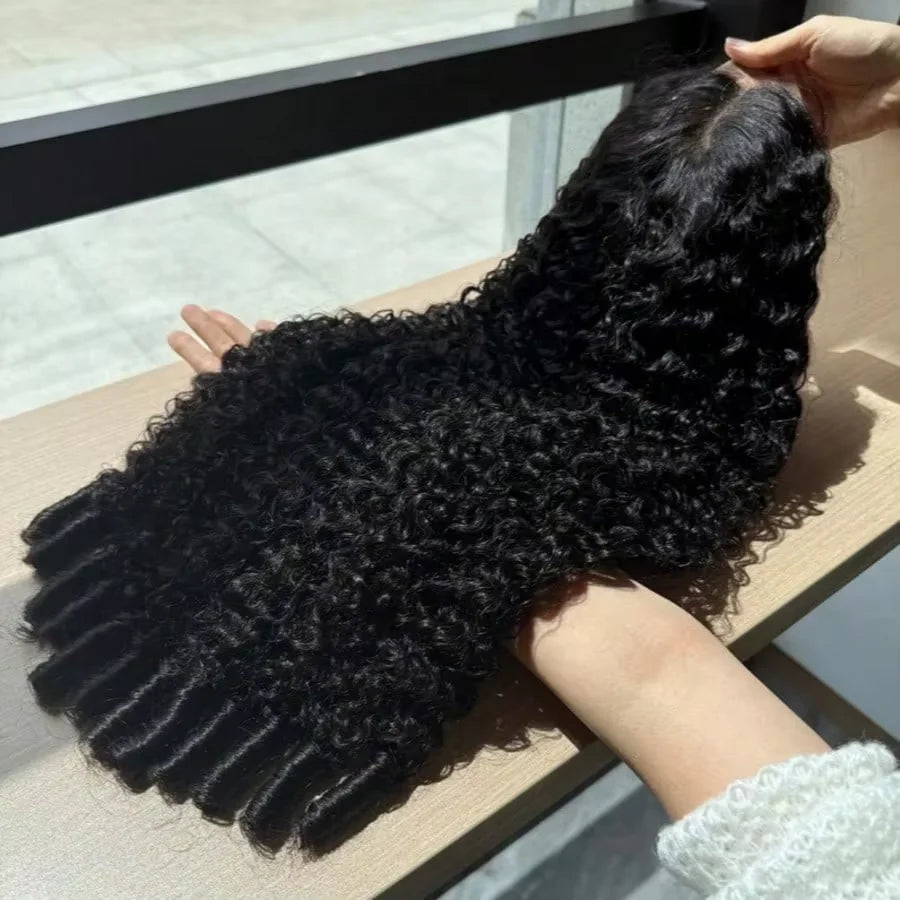 Burmese Curly Human Hair 13x4 13x6 HD Transparent Lace Frontal Wig Natural Color Pre Plucked Baby Hair 40 46 Inches Minimal Shed No Tangle For Women