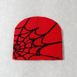 Unisex autumn spiderweb beanie hat, knitted skull cap with Y2K punk pattern for women and men
