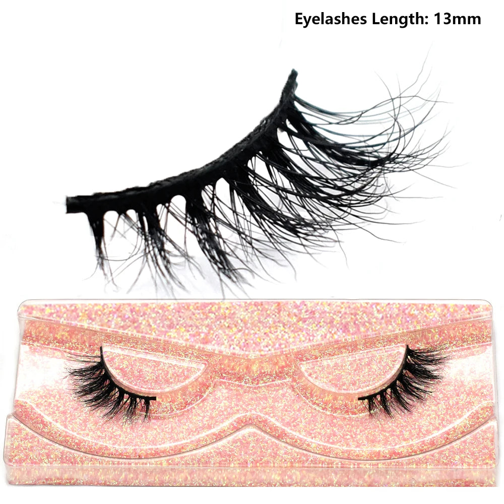 3D Mink Half Eye Lashes Natural Lightweight Short Fake Eyelashes Soft Fluffy Clear Band Strip Mink Lashes Extension