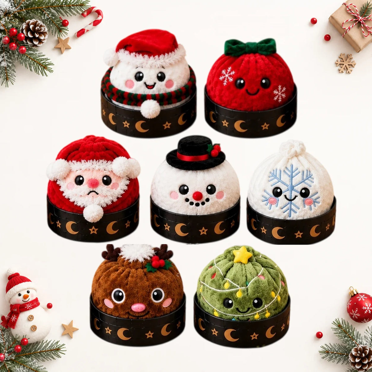 Christmas dumpling plush blind box gift set by HSF Marketplace, featuring 7 fun sensory toy styles
