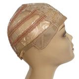 Beige 5PCS Medium Black Wig Making Cap Top Stretch Plastic Weaving Cap with Adjustable Strap for Making Wigs