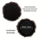 Kinky curly Brazilian human hair drawstring ponytail bun extension in soft textured curls