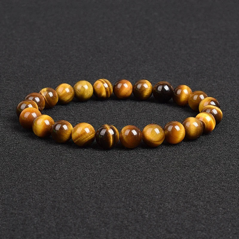 Genuine Natural Stone Bracelet Apatite Lapis Lazuli Agate Crystal Tiger Eye High Quality Gem Beads Bracelet Homme Jewelry Bangle