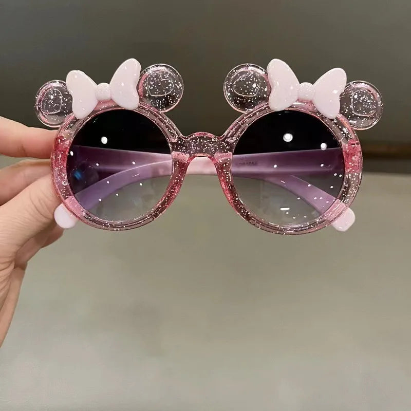 Cute crystal bow girls sunglasses by HSF Marketplace featuring shiny, personalized cartoon design for children’s fashionable sun eyewear.