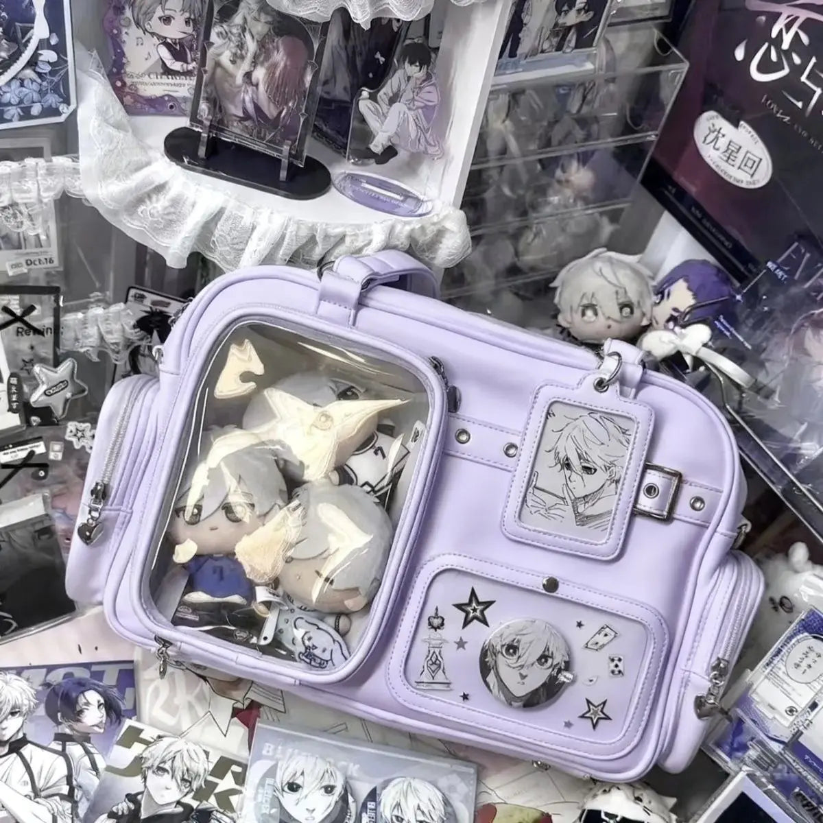 Harajuku Pin Doll 20cm display Ita bag by HSF Marketplace, PU leather shoulder bag with large capacity, preppy style for women