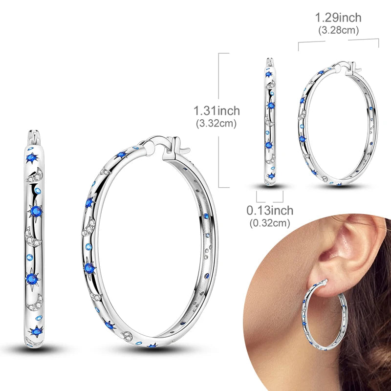 925 sterling silver hoop earrings with zirconia accents, hypoallergenic jewelry for women and girls