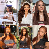 Chocolate Brown Straight Lace Front Human Hair 13X4 13x6 HD Lace Wigs 200 Density  PrePlucked Baby Hair 40 46 Long Inches Wigs