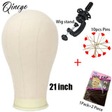21/22/23/24'' Wig Mannequin Head Canvas Block Head Styling Training Manikin Head Adjustable Wig Stand Tripod With T Pin Needles