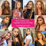 13x4 13x6 HD Highlight Lace Frontal Wigs For Women Honey Blonde Brazilian Glueless Ombre Straight Lace Front Wig Remy Human Hair