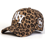 Unisex Letter Embroidery Leopard Print Baseball Caps Spring and Autumn Outdoor Adjustable Casual Hats Hip Hop Hat Sunscreen Hat