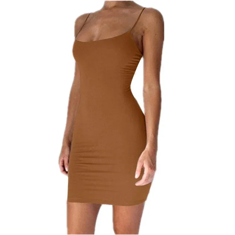 Black women's spaghetti strap mini dress by HSF Marketplace featuring a sexy, bodycon fit perfect for summer parties.
