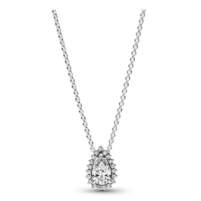 Silver heart pendant necklace with zircon accents, perfect for women's jewelry and DIY charm bead designs.
