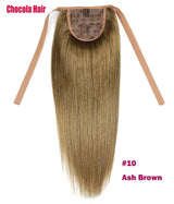 Chocola 16-18 inch 60g Brazilian Remy straight human hair ribbon ponytail clip-in extension
